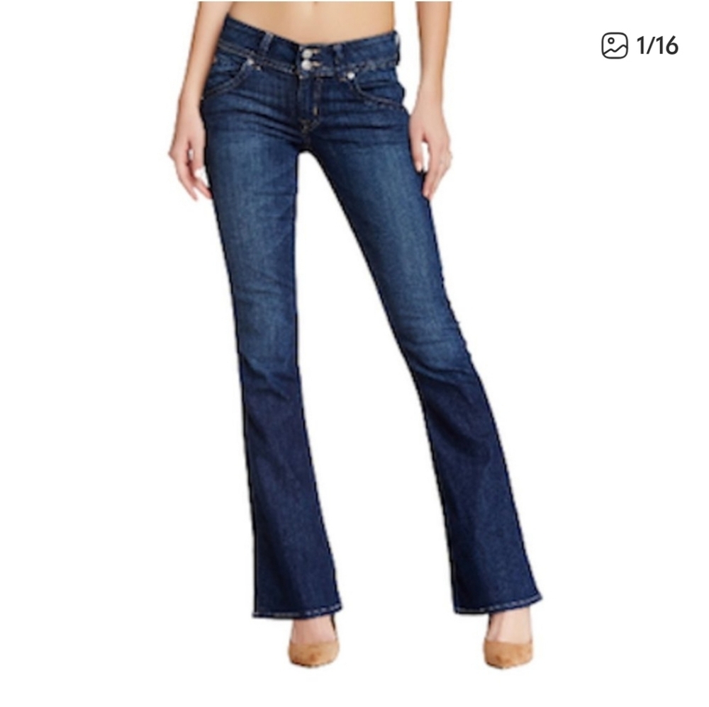 Hudson Signature Mid Rise Boot Cut Jeans.